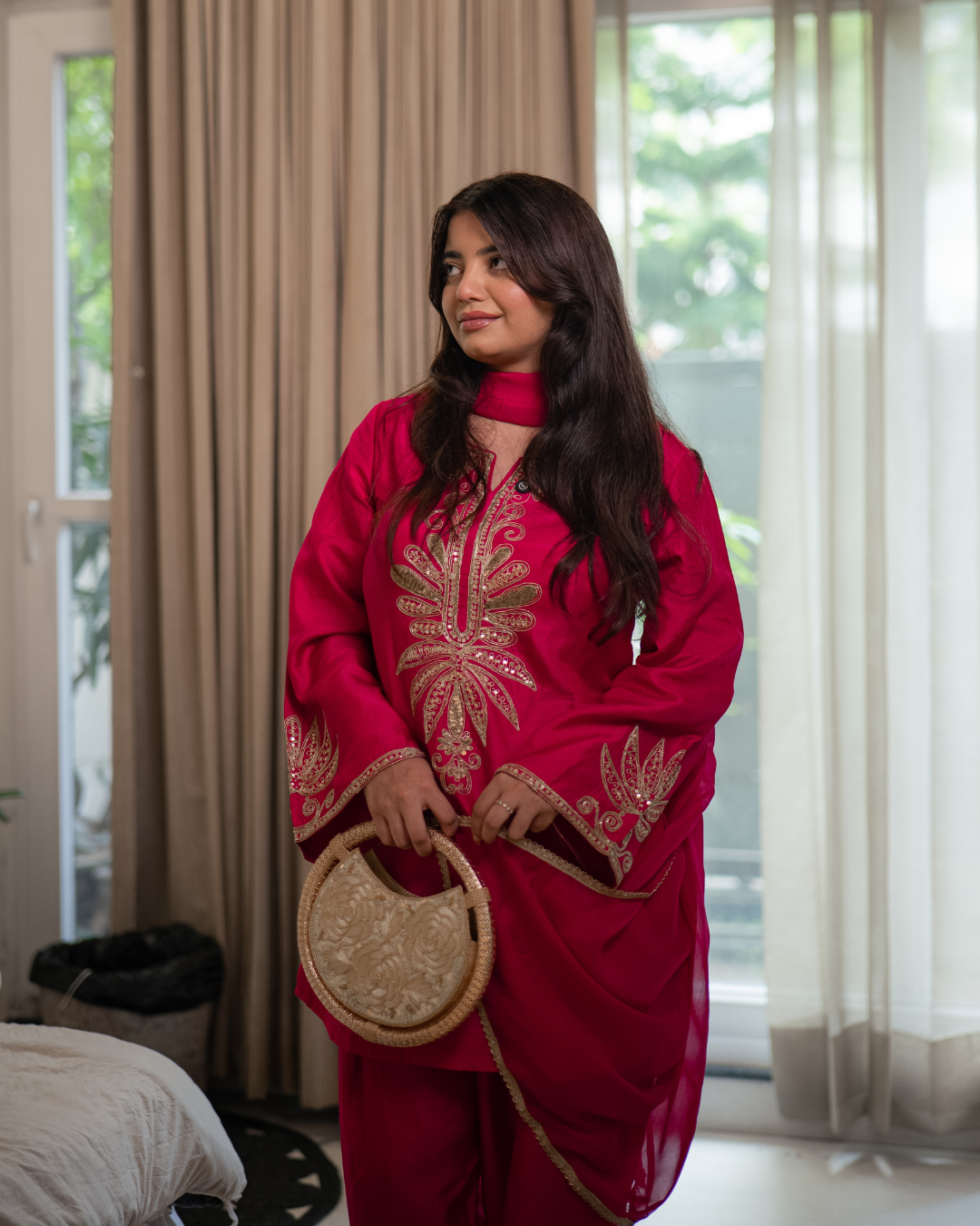 Pure Silk Farshi Salwar Suit with Dori & Handwork