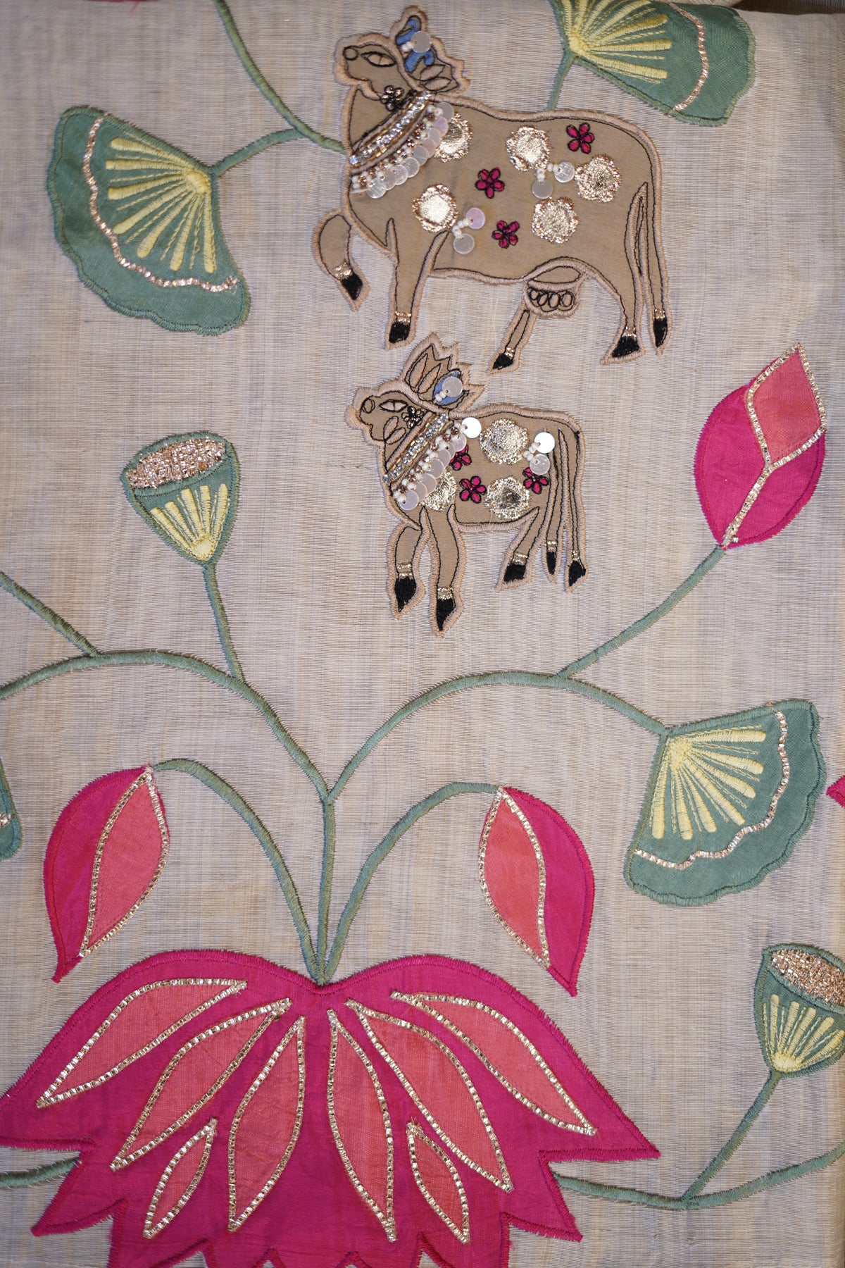 Pichwai-Inspired Pure Jamdani Suit with Woven Dupatta