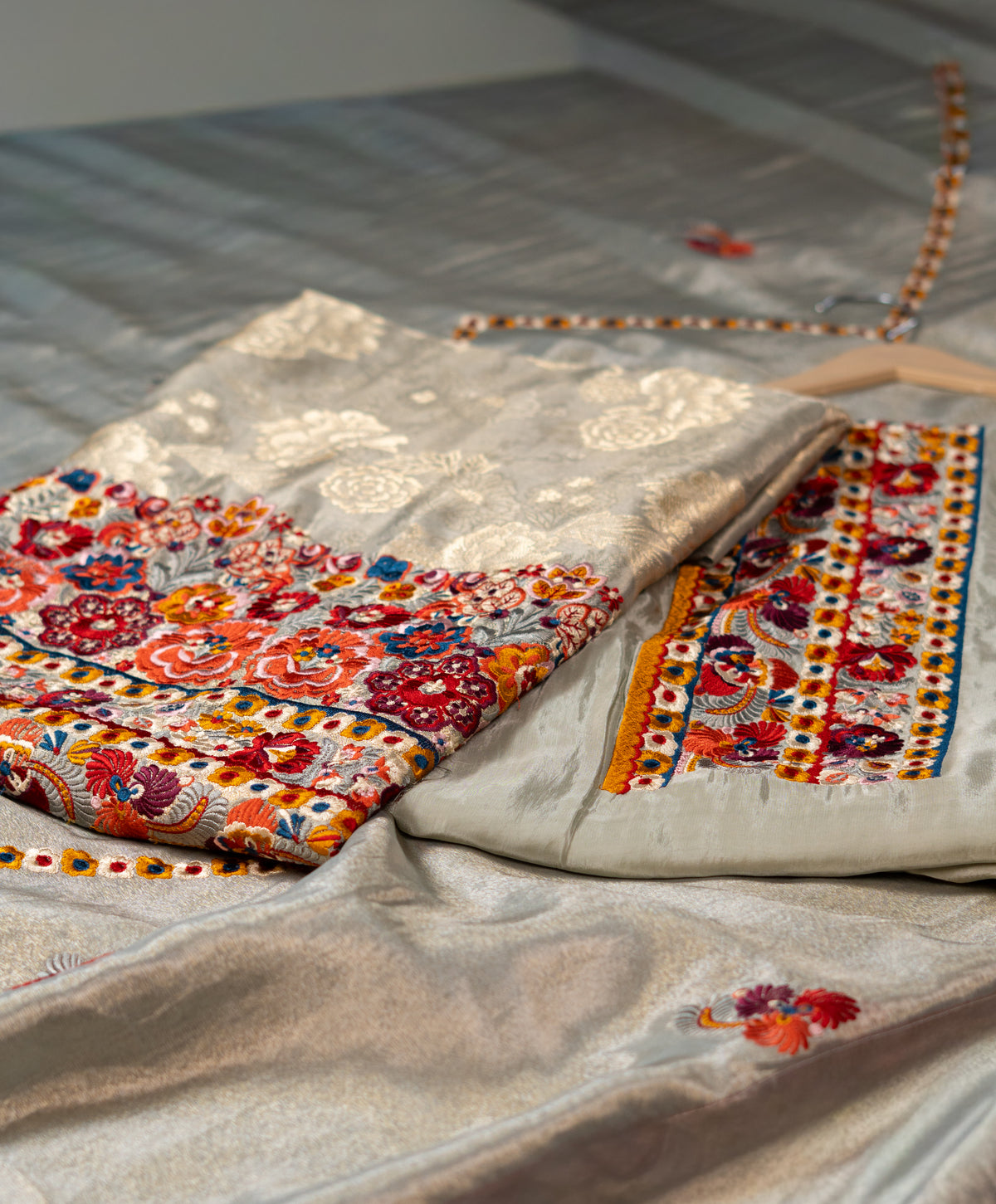 Banarasi Tissue Suit with Thread Work - unstitched