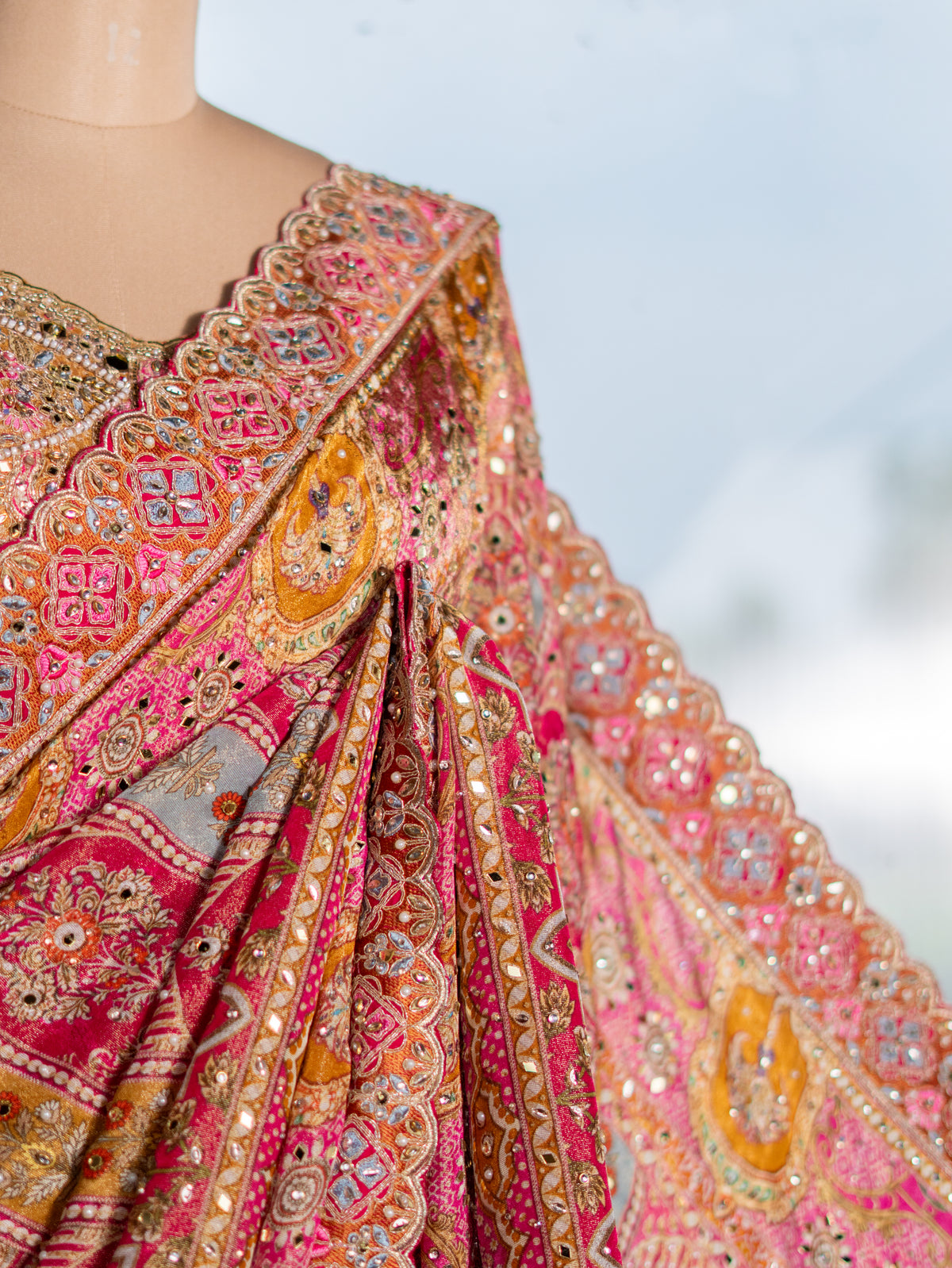 Soft Flowing Tissue Saree with Handwork Highlights