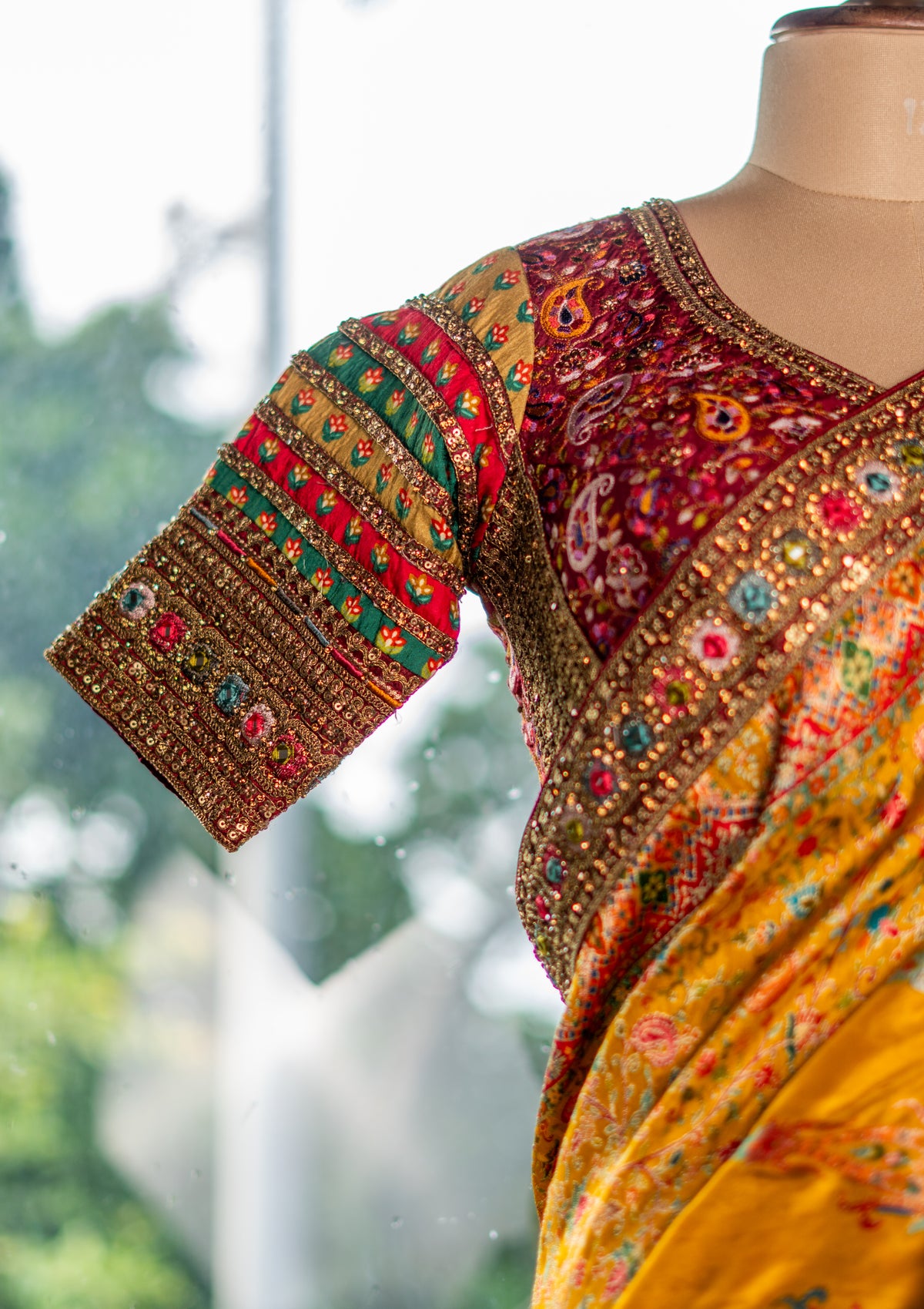 Jamdani Silk Saree with Designer Ready-Made Blouse