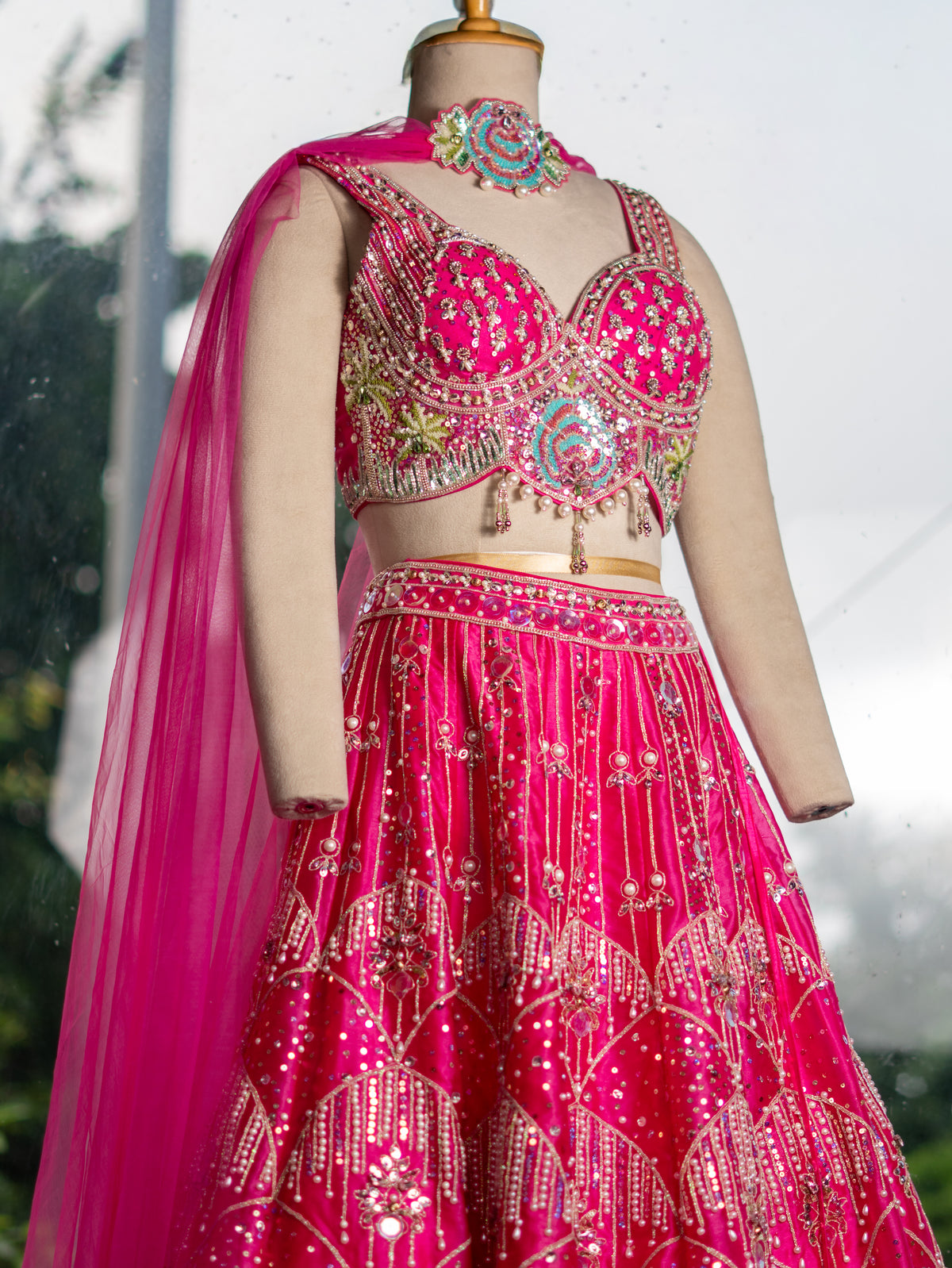 Pure Silk Organza Lehenga with Butterfly Dupatta