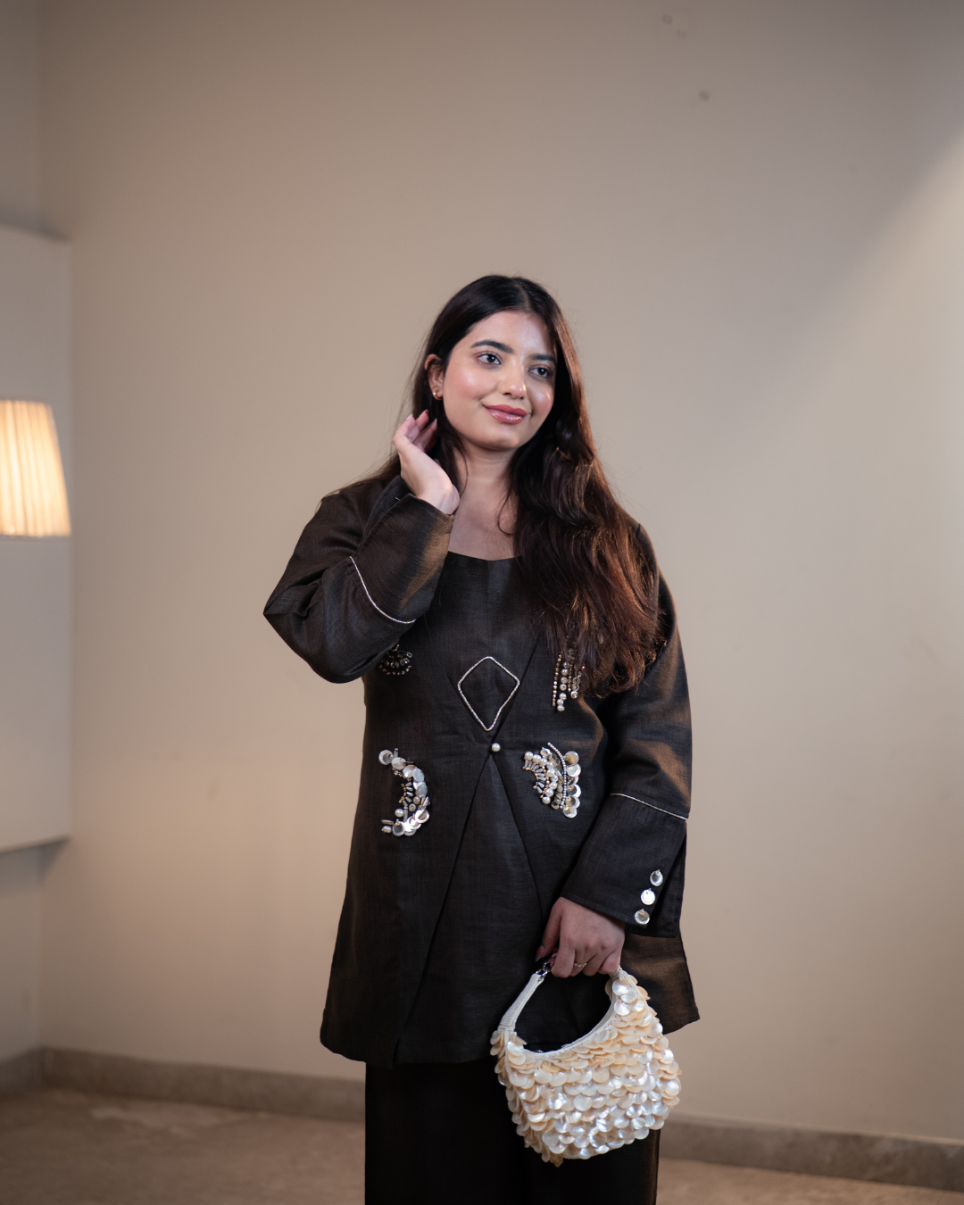 Pure Linen Co-Ord Set with Unique Handwork