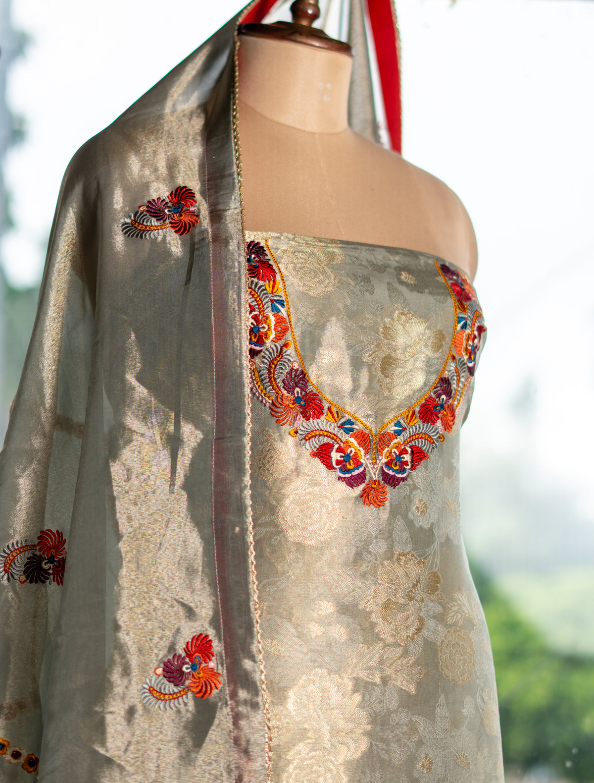Banarasi Tissue Suit with Thread Work