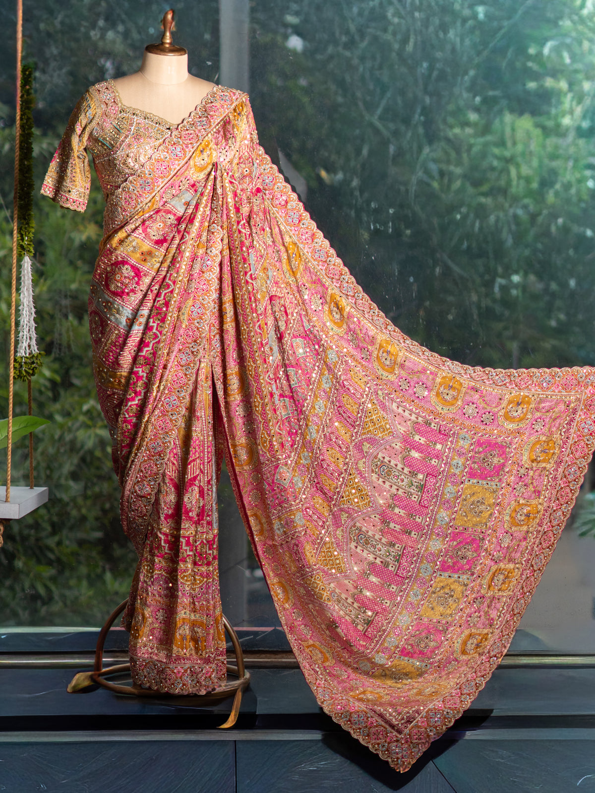 Soft Flowing Tissue Saree with Handwork Highlights