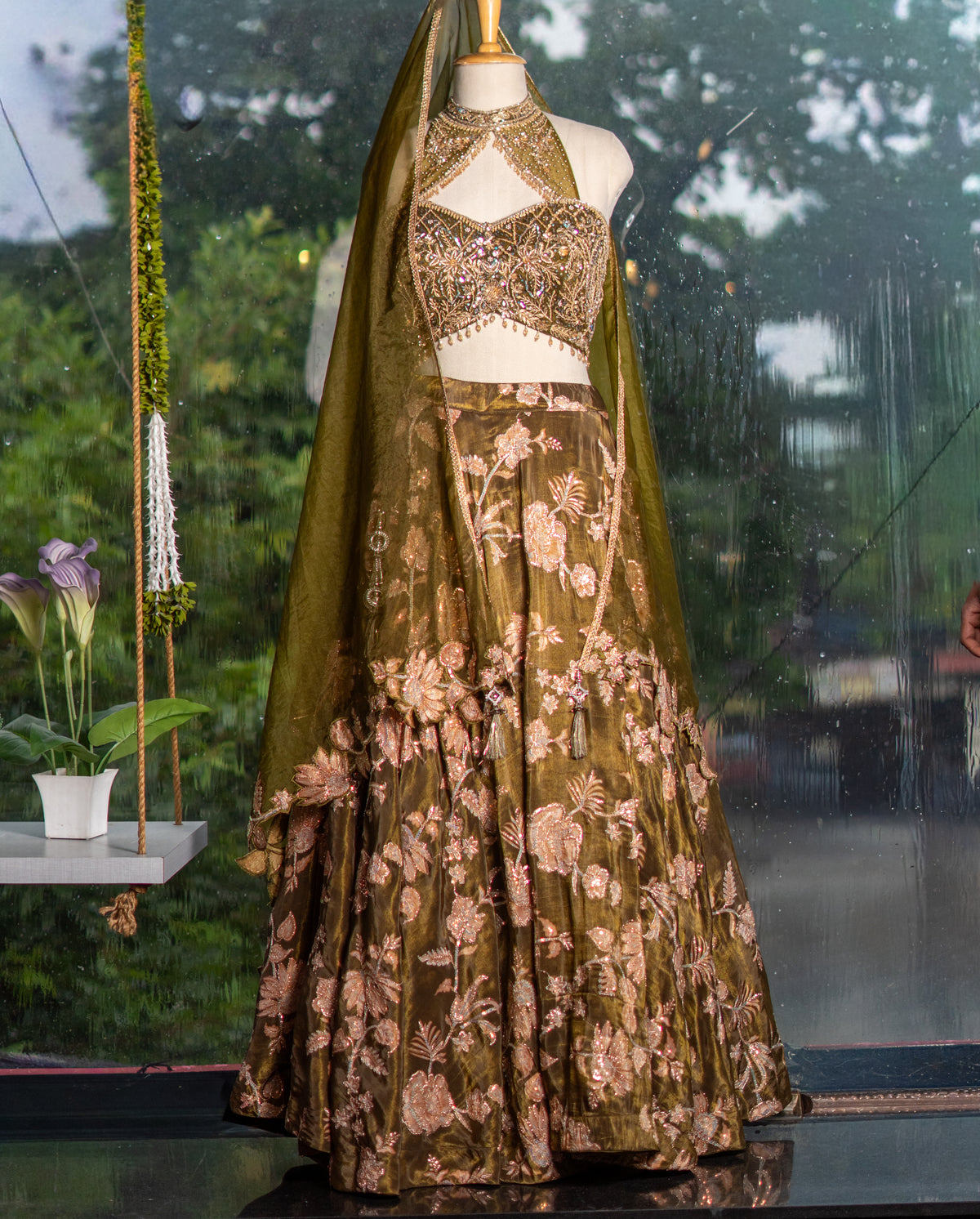 Banarasi Tissue Lehenga with Handwork Blouse