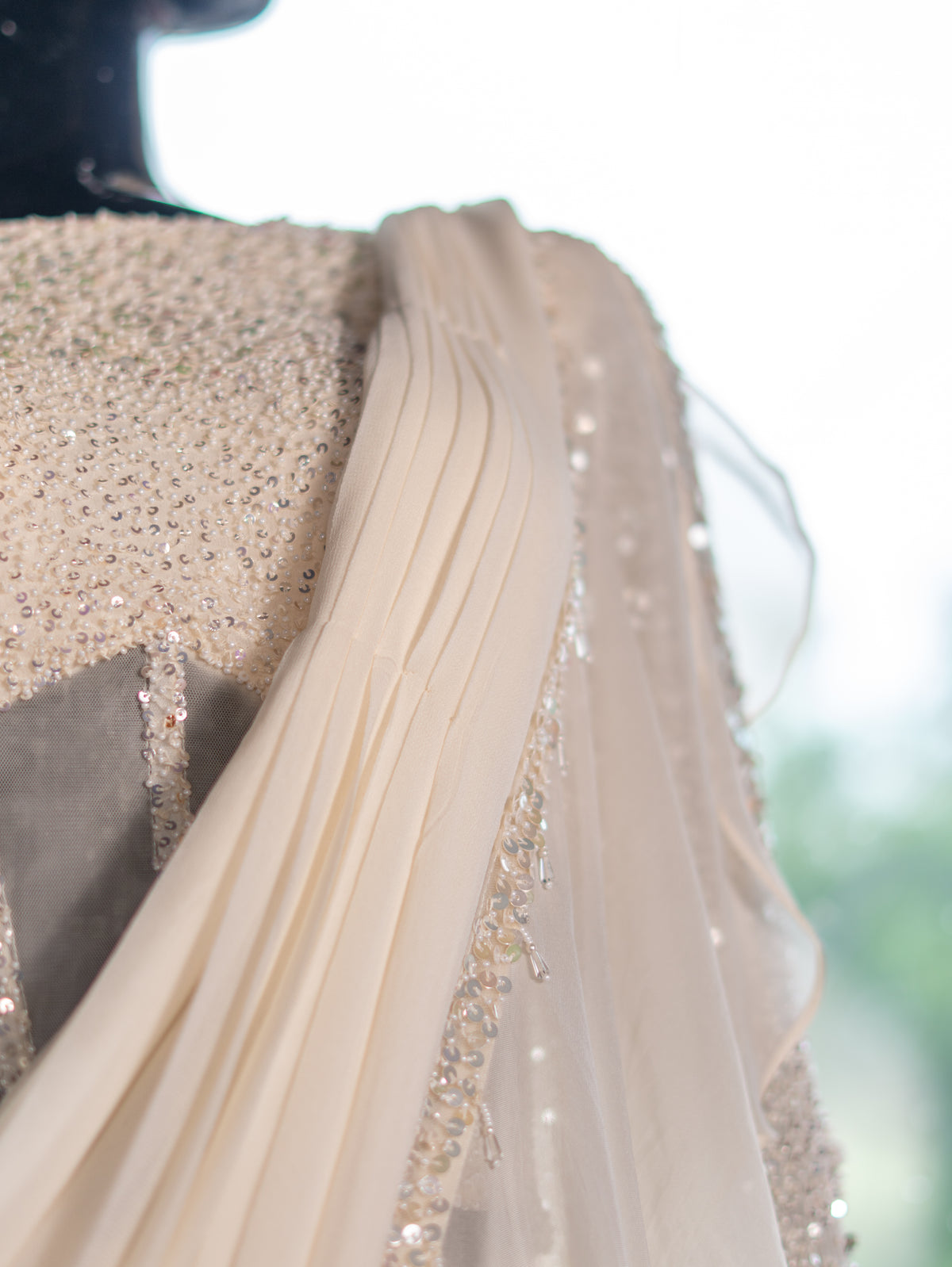 Organza Skirt with Handworked Drape & Designer Corset Blouse