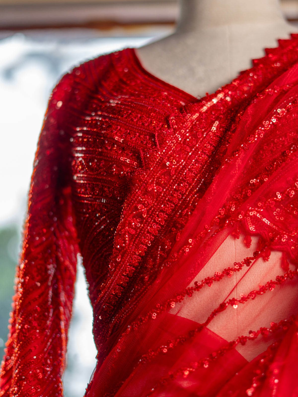 Net Saree with Kadana, Sequin & Threadwork