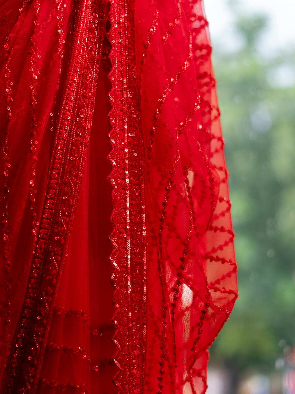 Net Saree with Kadana, Sequin & Threadwork