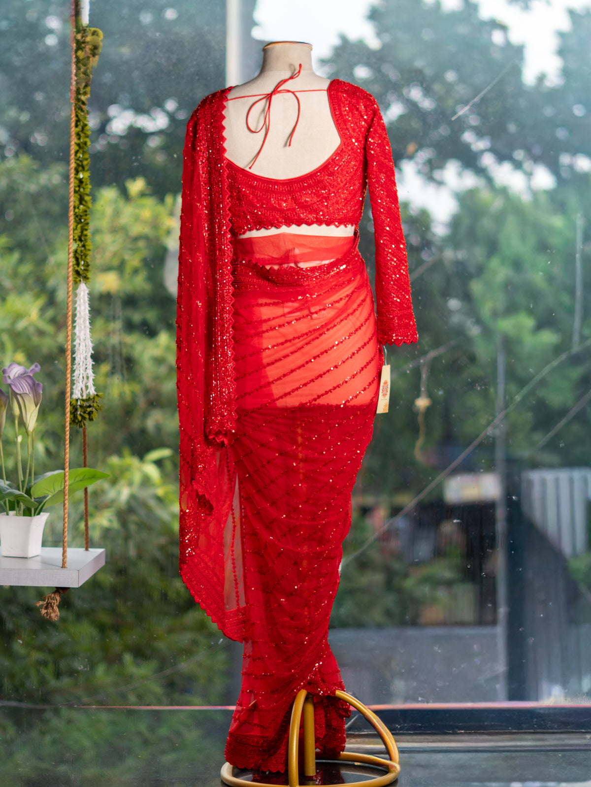 Net Saree with Kadana, Sequin & Threadwork