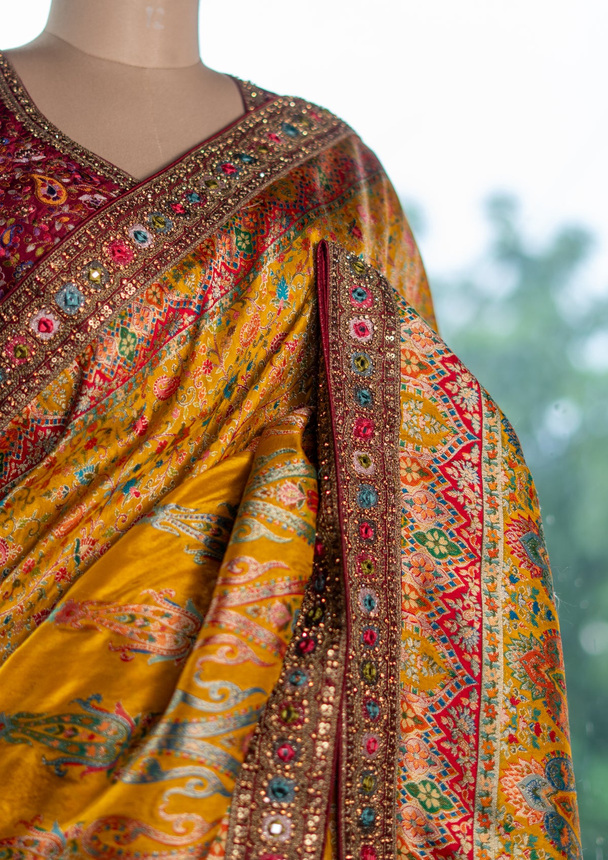 Jamdani Silk Saree with Designer Ready-Made Blouse