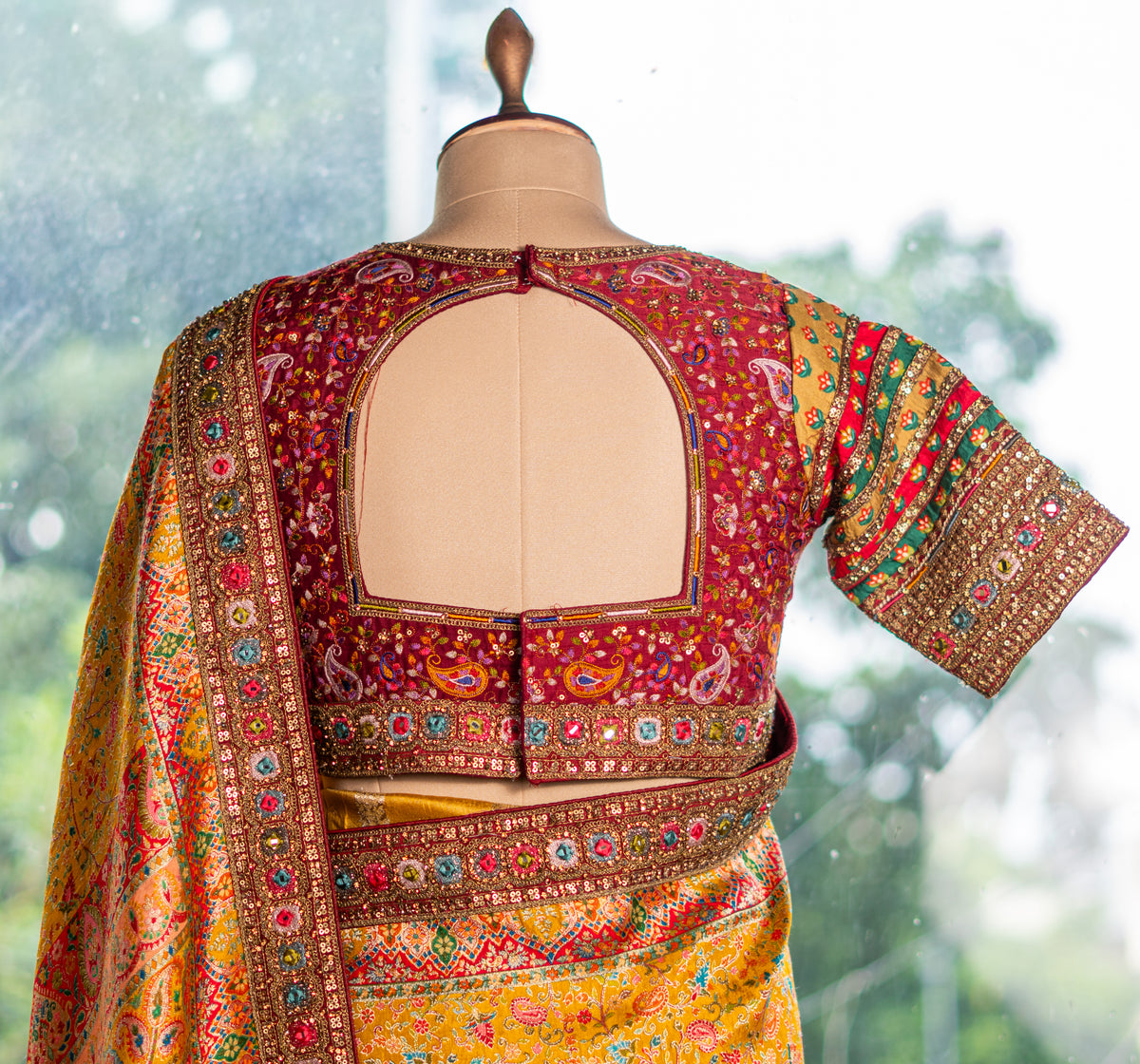 Jamdani Silk Saree with Designer Ready-Made Blouse