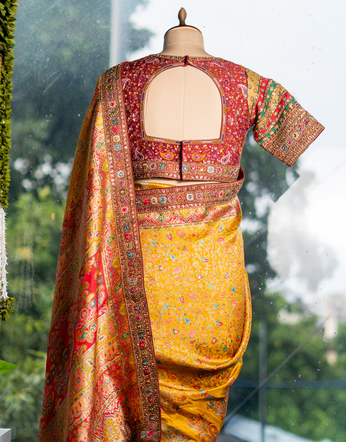 Jamdani Silk Saree with Designer Ready-Made Blouse