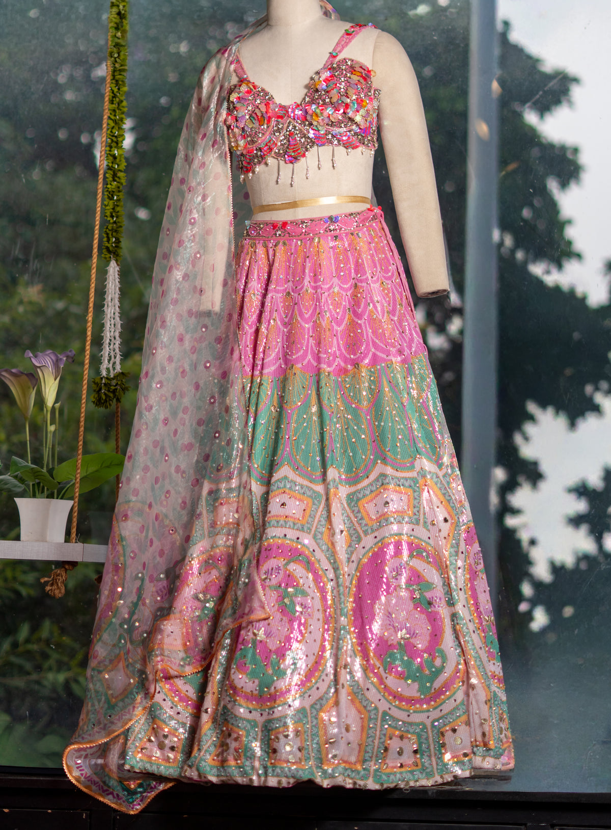 Sequence Multi-Print Lehenga with Designer Handwork