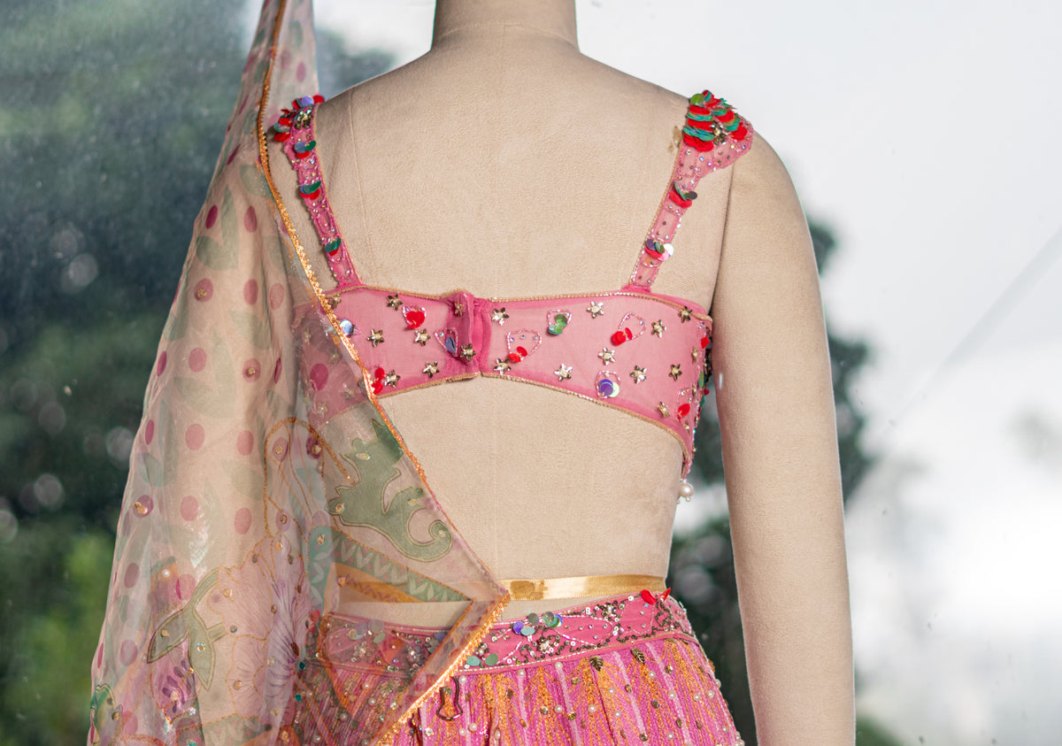 Sequence Multi-Print Lehenga with Designer Handwork