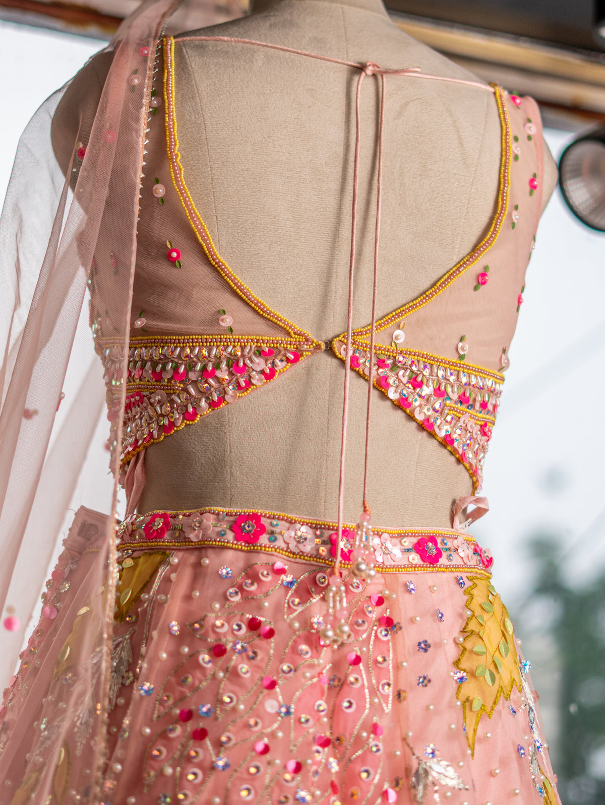Net Lehenga with Intricate Handwork