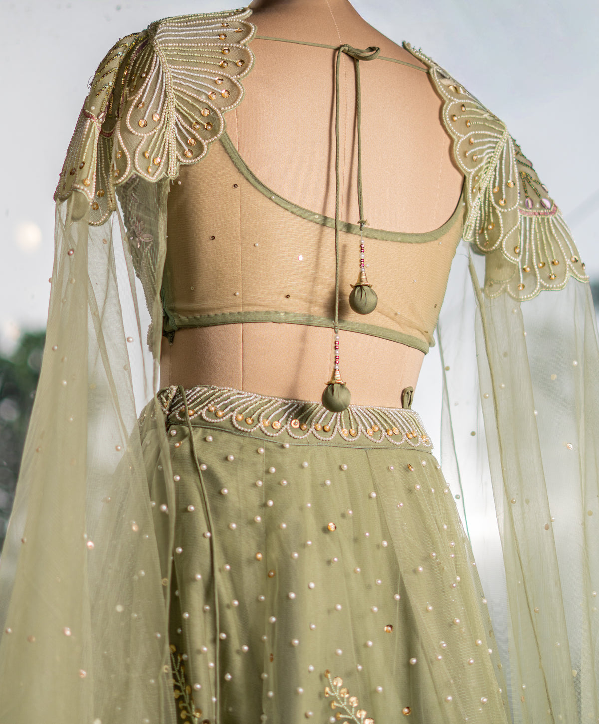 Net Lehenga with Designer Handwork