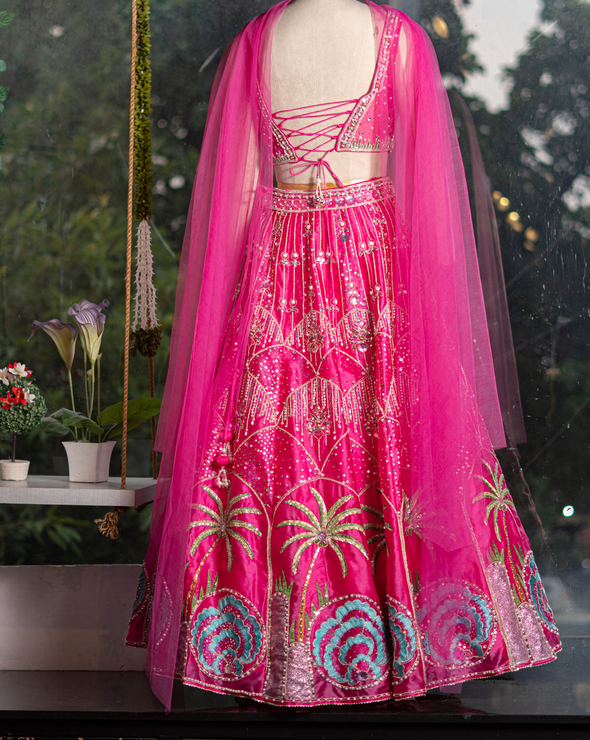 Pure Silk Organza Lehenga with Butterfly Dupatta