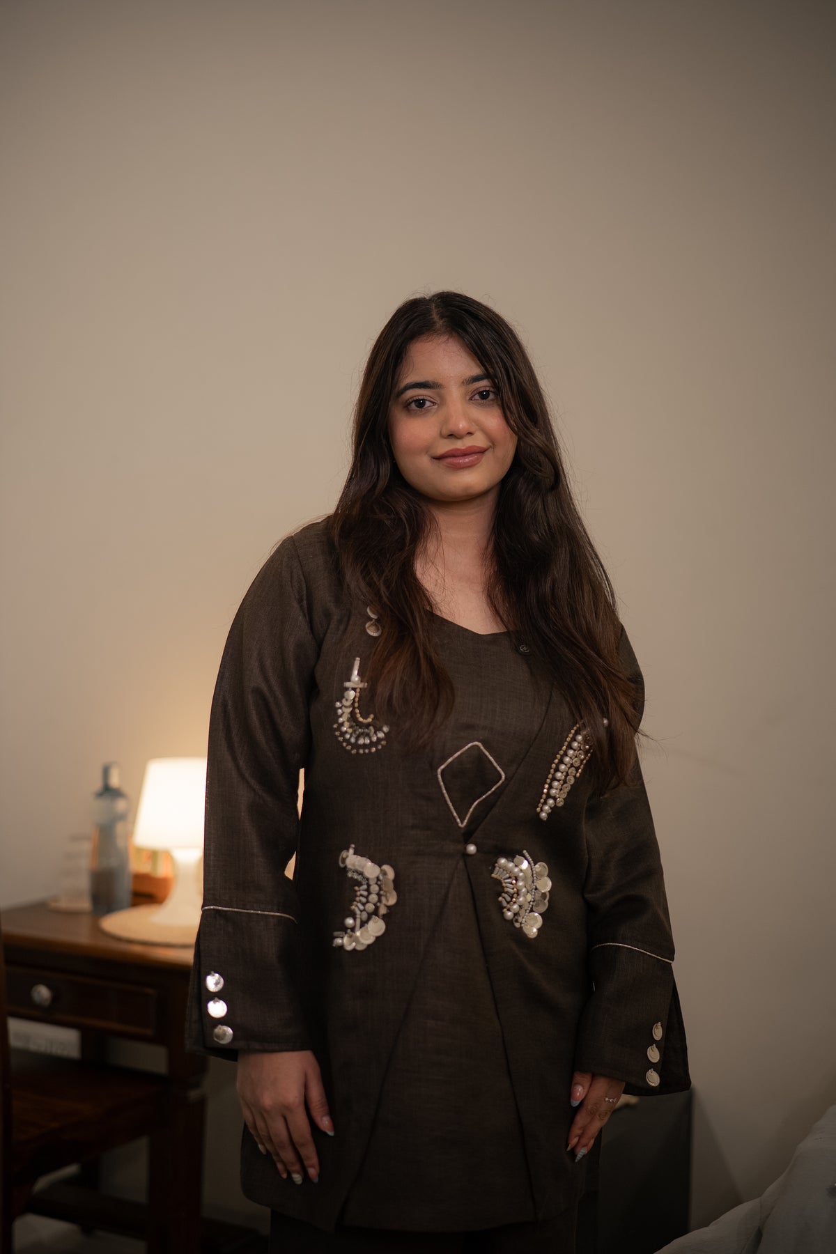 Pure Linen Co-Ord Set with Unique Handwork