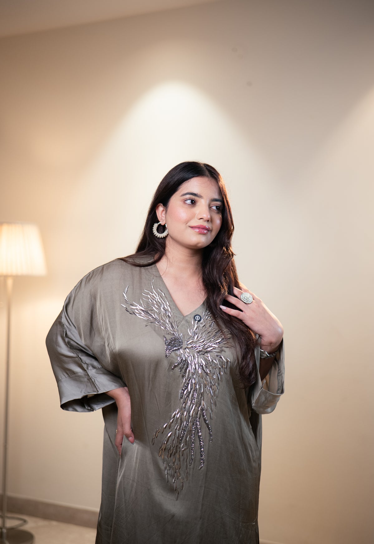 Pure Satin Indo-Western Outfit with Modern Handwork