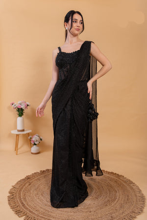 Imported fabric ready to wear saree with corset blouse with beautiful handwork