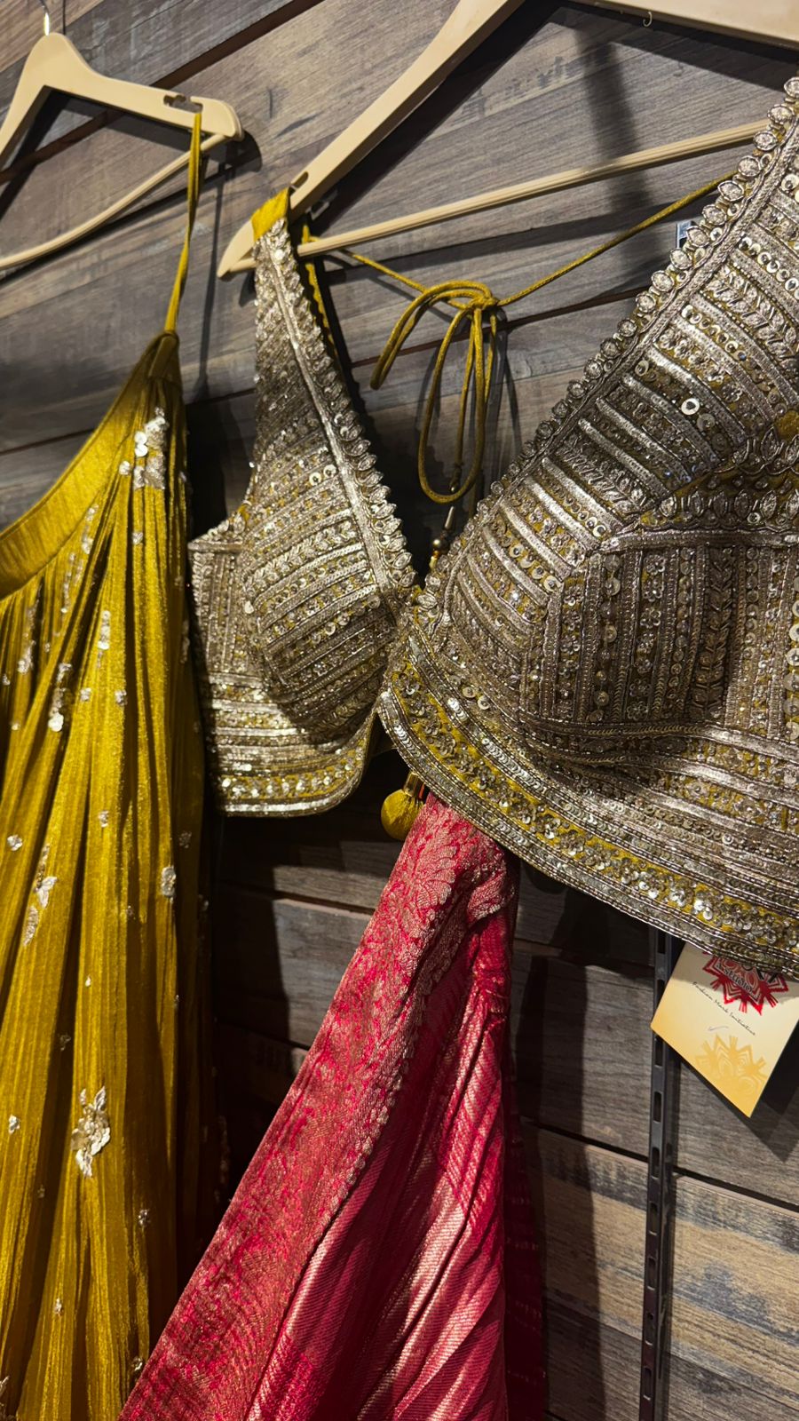 Mustard Color Lehenga with beautiful crush banarsi tissue fabric with handwork highlights over the skirt and intricate handwork on blouse and crush tissue dupatta in ajrak print